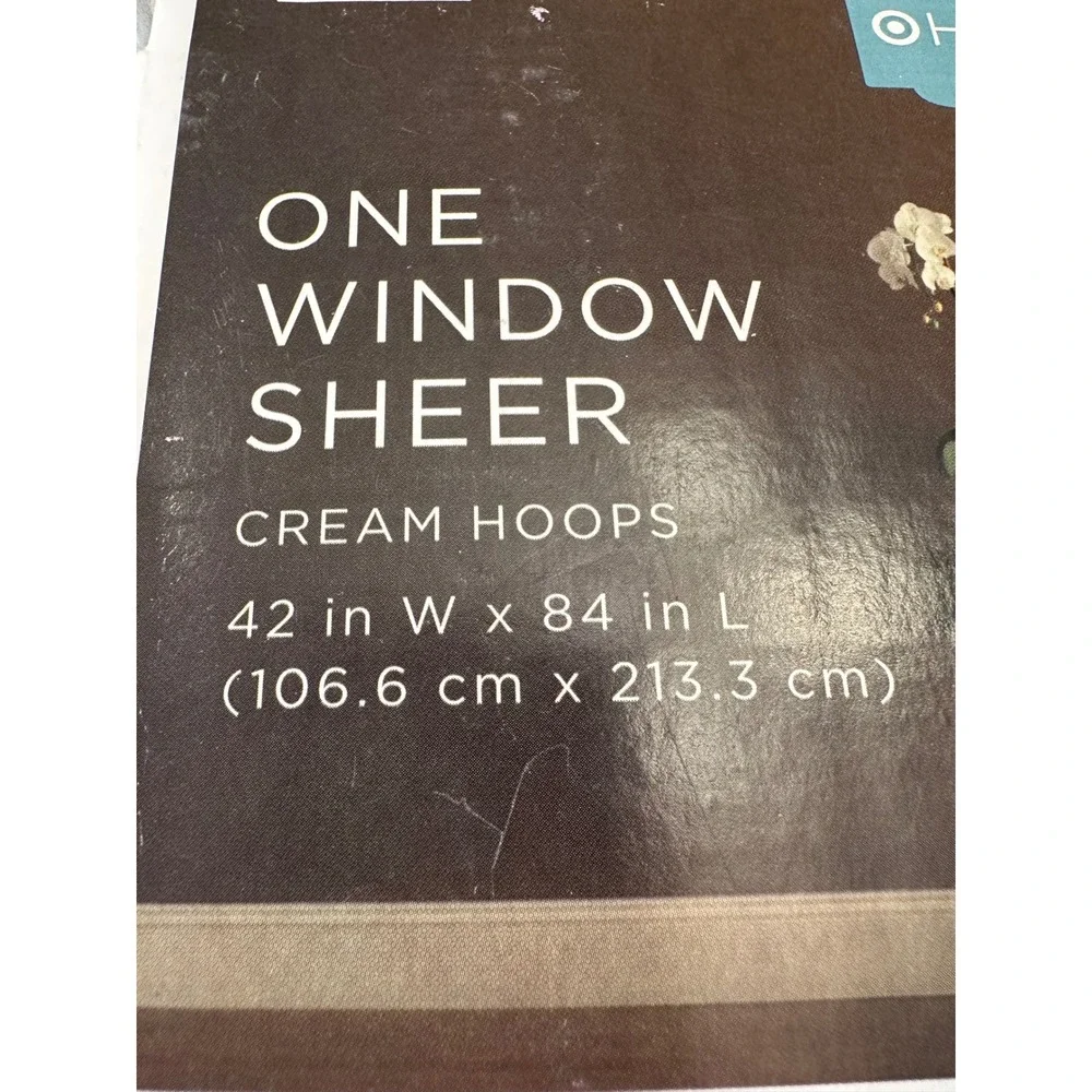 Home Cream Hoops Window Sheer Curtain Panels 42x84 Cream Off-White lot of 2 NWT
